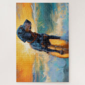 ブルーティックコンハウンドビーチサーフィン絵画ズ ジグソーパズル (縦)