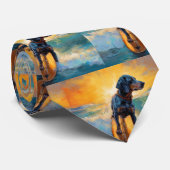ブルーティックコンハウンドビーチサーフィン絵画ズ ネクタイ (ロール)