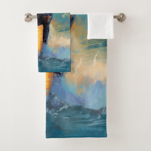 ブルーティックコンハウンドビーチサーフィン絵画ズ バスタオルセット (インサイチュ)