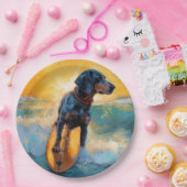 ブルーティックコンハウンドビーチサーフィン絵画ズ ペーパープレート (パーティー)