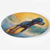 ブルーティックコンハウンドビーチサーフィン絵画ズ ペーパープレート (アングル)