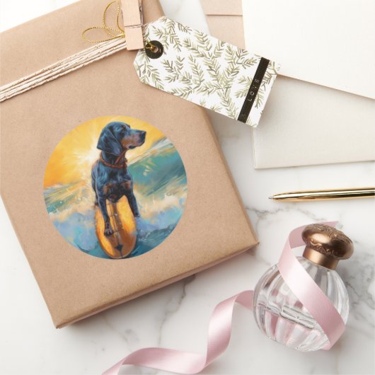 ブルーティックコンハウンドビーチサーフィン絵画ズ ラウンドシール (ギフト)