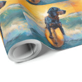 ブルーティックコンハウンドビーチサーフィン絵画ズ ラッピングペーパー (ロールコーナー)