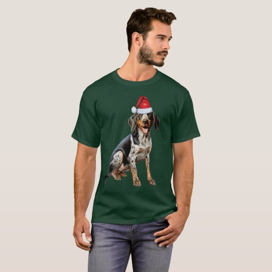 ブルーティックコンハウンド犬の愛のクリスマスおもしろい Tシャツ (正面フル)