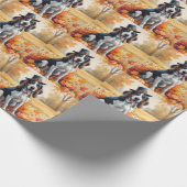 ブルーティックコンハウンド紅葉感謝祭アート ラッピングペーパー (角)
