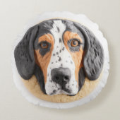 ブルーティックハウンドッグ3D インスパイア ラウンドクッション (正面)
