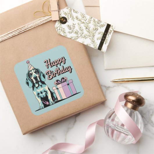 ブルーティック犬カラフル スクエアシール (ギフト)