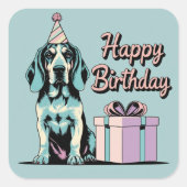 ブルーティック犬カラフル スクエアシール (正面)