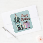 ブルーティック犬カラフル スクエアシール (封筒)