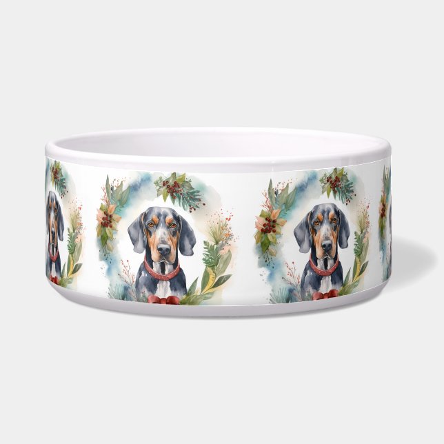 ブルーティック・クーンハウンドのクリスマスリース フェスティブパピー ボウル (正面)