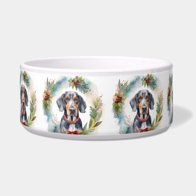 ブルーティック・クーンハウンドのクリスマスリース フェスティブ・パップ ボウル (正面)