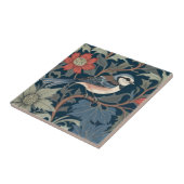 ブルーティットウィリアムモリススタイル右向き鳥 タイル (側面)