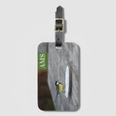 ブルーティットバードズ食べ物を与えのパーソナライズされたイニシャル ラゲッジタグ (正面縦)