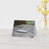 ブルーティットバードズ食べ物を与えハッピーバースデー カード (黄色い花)