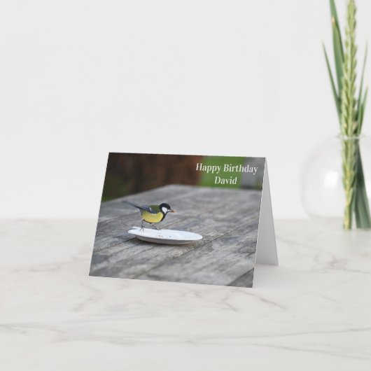 ブルーティットバードズ食べ物を与えハッピーバースデー カード (正面)
