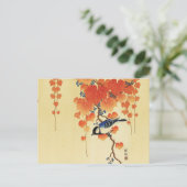 ブルーティットバード、パウロニアブランチ、レッド紅葉 シーズンポストカード (スタンド正面)