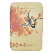 ブルーティットバード、パウロニアブランチ、レッド紅葉 バスマット (正面縦)