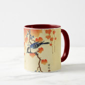 ブルーティットバード、パウロニアブランチ、レッド紅葉 マグカップ (正面右)