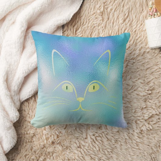 ブルーティファニーミントグリーンガラスキャット装飾用クッション クッション (ブランケット)