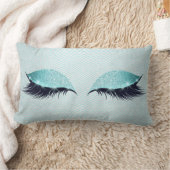 ブルーティファニー猫の目まぶしグリッターメイクアップブラック ランバークッション (ブランケット)