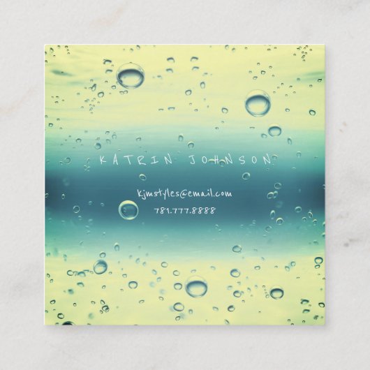 ブルーティファニー黄色絵を描水色海ボール スクエア名刺 (裏面)