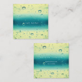 ブルーティファニー黄色絵を描水色海ボール スクエア名刺 (正面/裏面)