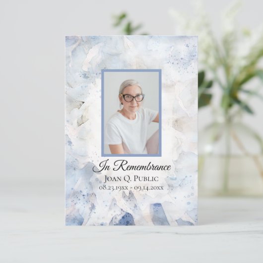 ブルーティンカーネーション葬儀記念悔やみや弔慰 サンキューカード (スタンド正面)