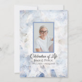 ブルーティントカーネーションお祝いのライフ葬儀 招待状 (正面)