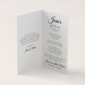 ブルーティントカーネーションフローラ葬儀記念祈りの言葉 名刺 (内部)