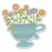 ブルーティーカップ開花 シール (正面)