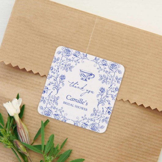 ブルーティーパーティーの結婚式前のお礼 スクエアシール