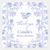 ブルーティーパーティーの結婚式前のお礼 スクエアシール (正面)