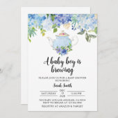 ブルーティーパーティーベビーシャワー招待状 招待状 (正面/裏面)