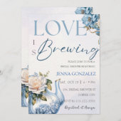 ブルーティーパーティーラブイズブルーイングブライダルシャワー 招待状 (正面/裏面)