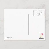 ブルーティーポットピンクローズブロッサムフラワーイラストレーション ポストカード (裏面)