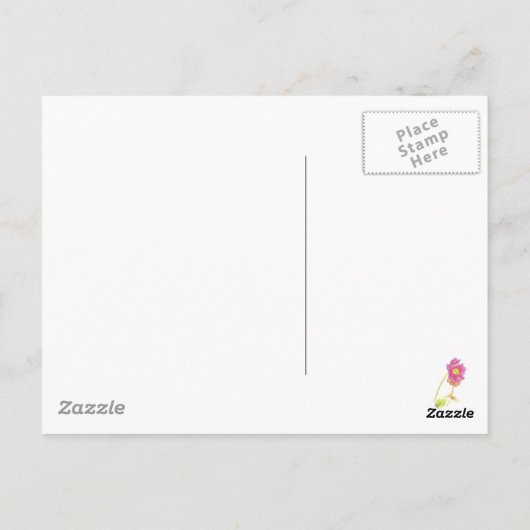 ブルーティーポットピンクローズブロッサムフラワーイラストレーション ポストカード (裏面)