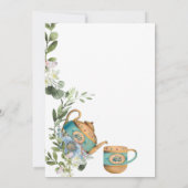 ブルーティーポットフローラアフタヌーンハイティー50誕生日 招待状 (裏面)