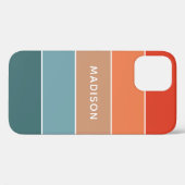 ブルーティールオレンジタンのカラーブロックと名入れカスタムデザイン Case-Mate iPhoneケース (裏面 (横))