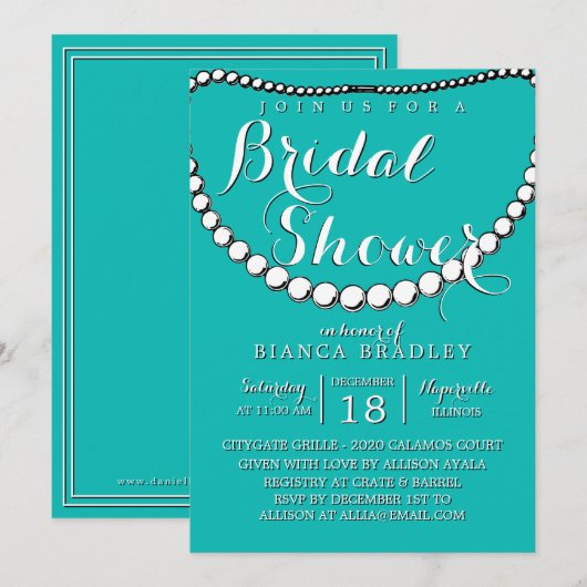 ブルーティール ブライダルシャワー 招待状 (正面/裏面)