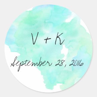 ブルーティール(緑がかった色)の水の色のヴィンモダンテージのウェディングシール ラウンドシール