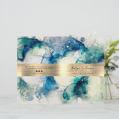 ブルーティール(緑がかった色)の水彩サービスメニューパンフレット (スタンド正面)