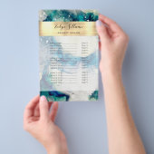 ブルーティール（緑がかった色）の水彩及び金箔価格リスト チラシ (ハンドル)