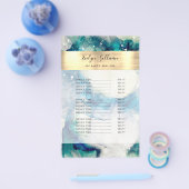 ブルーティール（緑がかった色）の水彩及び金箔価格リスト チラシ (シングル)