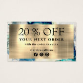 ブルーティール（緑がかった色）の水感謝してい色割引カード (裏面)