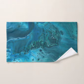 ブルーティール（緑がかった色）アクアマリンマーブルアクリルアブストラクション バスタオルセット (ハンドタオル)