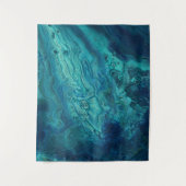 ブルーティール（緑がかった色）アクリル注出抽象芸術流体アート  タペストリー (正面)