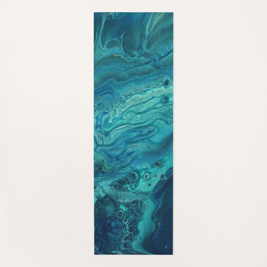 ブルーティール（緑がかった色）アクリル注液抽象芸術フルードアート ヨガマット (正面)