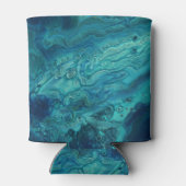 ブルーティール（緑がかった色）アクリル注液抽象芸術フルードアート 缶クーラー (裏面)