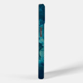 ブルーティール(緑がかった色)アクリル注液抽象芸術フルードアート Case-Mate iPhoneケース (裏面 / 右)