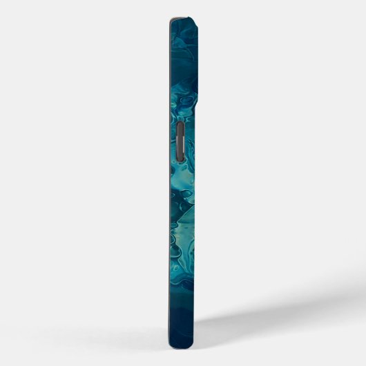 ブルーティール(緑がかった色)アクリル注液抽象芸術フルードアート Case-Mate iPhoneケース (裏面 / 右)